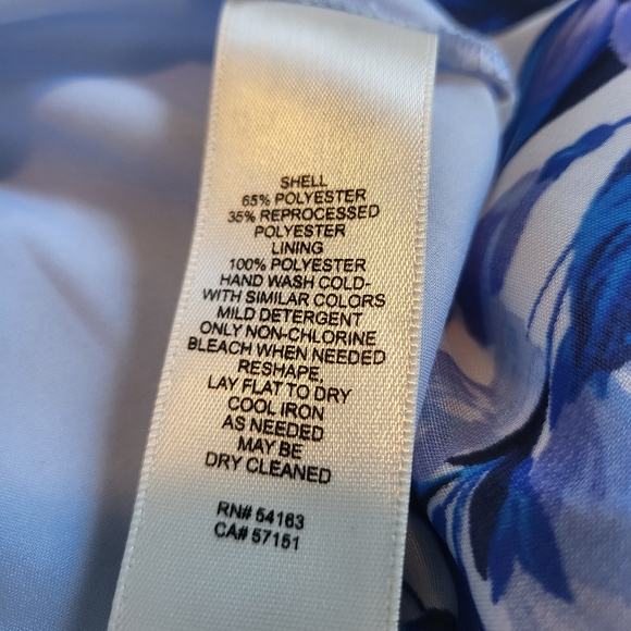 NWT Eliza J Blue Floral V-Neck Flutter Sleeve Ruffle Waist Tie Formal Maxi Dress - Picture 16 of 16